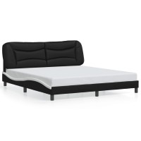 vidaXL Bed Frame with Headboard Black and White 72