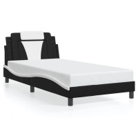 vidaXL Bed Frame with Headboard Black and White 39.4