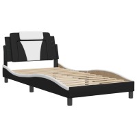 vidaXL Bed Frame with Headboard Black and White 39.4