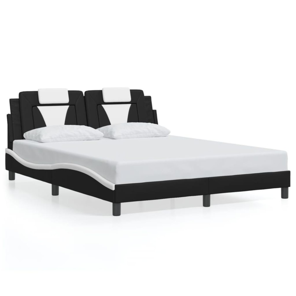 vidaXL Bed Frame with Headboard Black and White 59.8