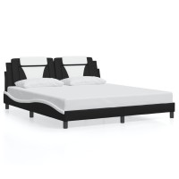 vidaXL Bed Frame with Headboard Black and White 72