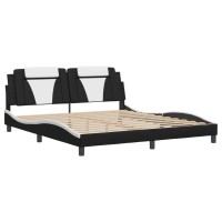 vidaXL Bed Frame with Headboard Black and White 72