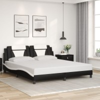 vidaXL Bed Frame with Headboard Black and White 72