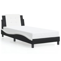 vidaXL Bed Frame with Headboard Black and White 39.4