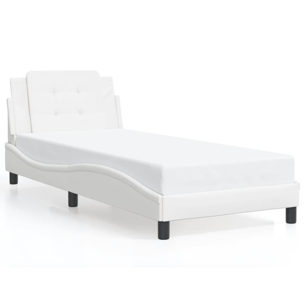 vidaXL Bed Frame with Headboard White 39.4