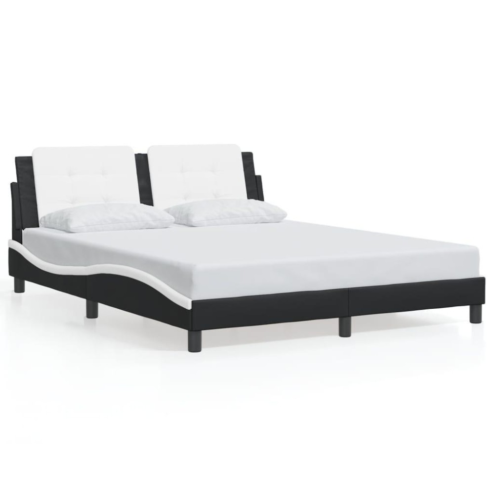 vidaXL Bed Frame with Headboard Black and White 59.8