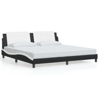 vidaXL Bed Frame with Headboard Black and White 76