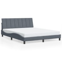 vidaXL Bed Frame with Headboard Dark Gray 59.8