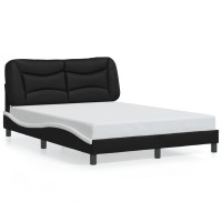 vidaXL Bed Frame with Headboard Black and White 53.9