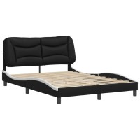 vidaXL Bed Frame with Headboard Black and White 53.9