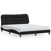 vidaXL Bed Frame with Headboard Black and White 59.8