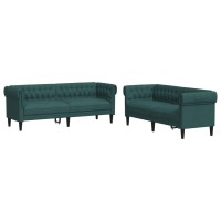 vidaXL 2 Piece Sofa Set Dark Green Fabric