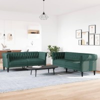 vidaXL 2 Piece Sofa Set Dark Green Fabric