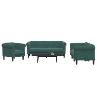 vidaXL 3 Piece Sofa Set Dark Green Velvet