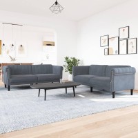 vidaXL 2 Piece Sofa Set Dark Gray Velvet