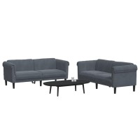 vidaXL 2 Piece Sofa Set Dark Gray Velvet