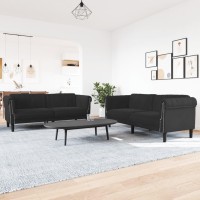 vidaXL 2 Piece Sofa Set Black Velvet