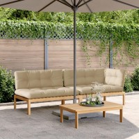 vidaXL 3 Piece Patio Pallet Sofa Set with Cushions Solid Wood Acacia