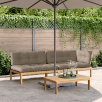 vidaXL 3 Piece Patio Pallet Sofa Set with Cushions Solid Wood Acacia