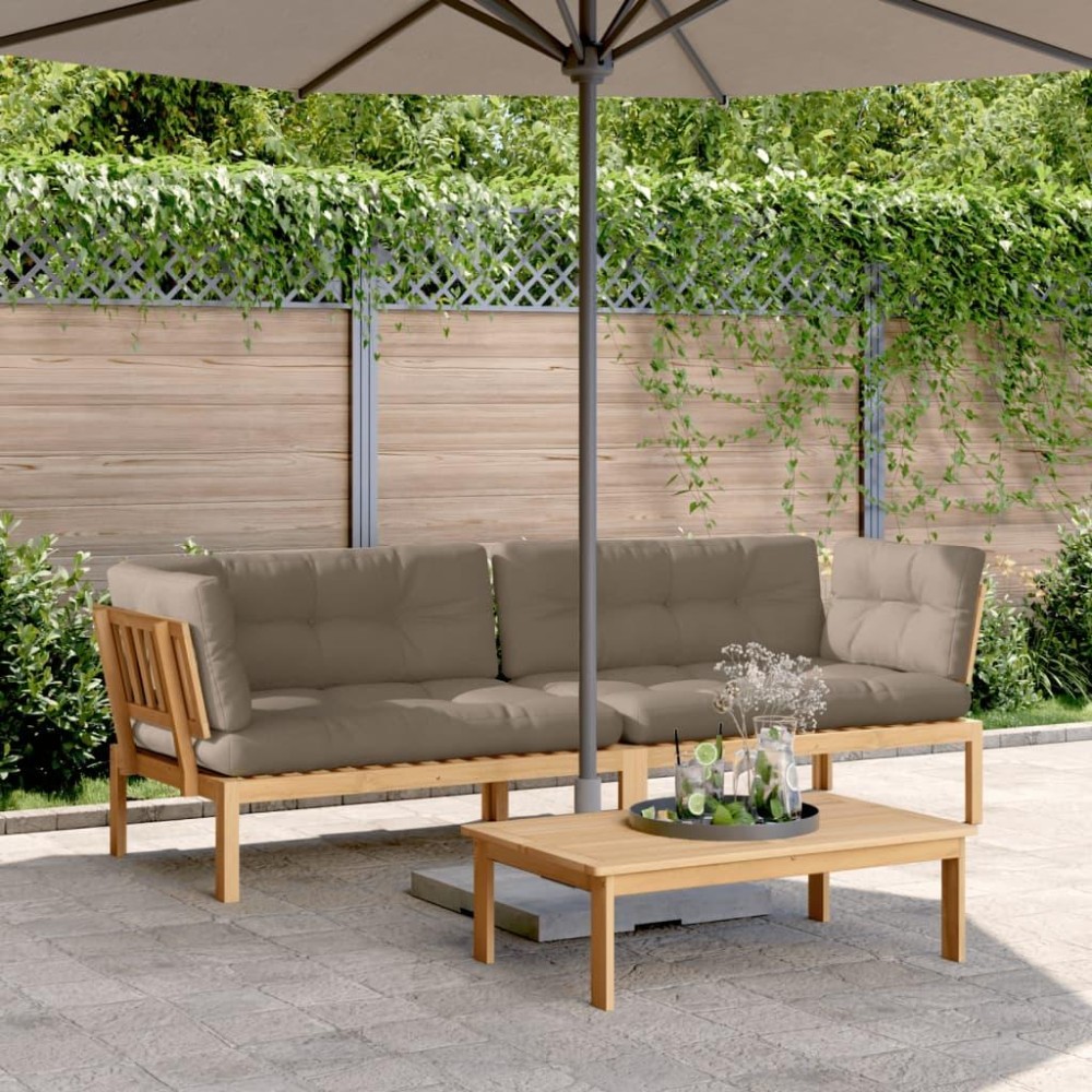 vidaXL Patio Pallet Corner Sofas 2 pcs with Cushions Solid Wood Acacia