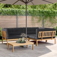 vidaXL 4 Piece Patio Pallet Sofa Set with Cushions Solid Wood Acacia