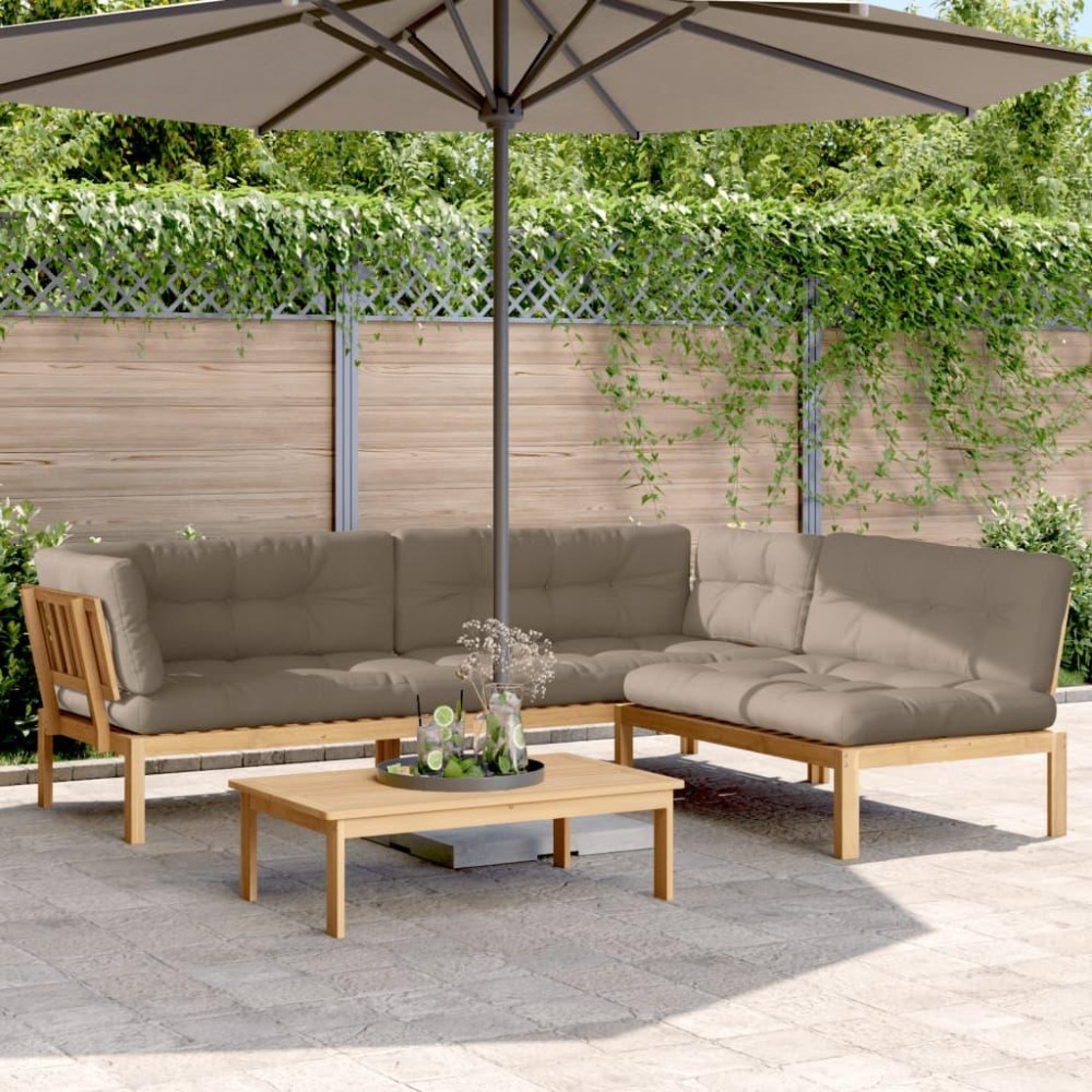 vidaXL 4 Piece Patio Pallet Sofa Set with Cushions Solid Wood Acacia