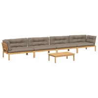 vidaXL 5 Piece Patio Pallet Sofa Set with Cushions Solid Wood Acacia