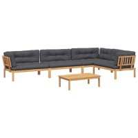 vidaXL 5 Piece Patio Pallet Sofa Set with Cushions Solid Wood Acacia