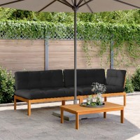 vidaXL 3 Piece Patio Pallet Sofa Set with Cushions Solid Wood Acacia