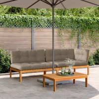 vidaXL 3 Piece Patio Pallet Sofa Set with Cushions Solid Wood Acacia