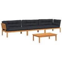 vidaXL 4 Piece Patio Pallet Sofa Set with Cushions Solid Wood Acacia