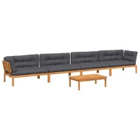 vidaXL 5 Piece Patio Pallet Sofa Set with Cushions Solid Wood Acacia