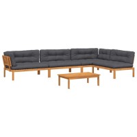 vidaXL 5 Piece Patio Pallet Sofa Set with Cushions Solid Wood Acacia