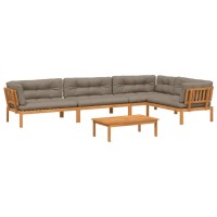 vidaXL 5 Piece Patio Pallet Sofa Set with Cushions Solid Wood Acacia