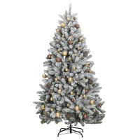 vidaXL Artificial Hinged Christmas Tree 300 LEDs & Ball Set 70.9