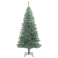 vidaXL Artificial Christmas Tree 300 LEDs&Ball Set&Flocked Snow 82.7