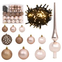 vidaXL Artificial Christmas Tree 300 LEDs&Ball Set&Flocked Snow 82.7