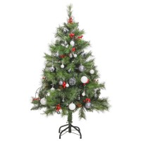 vidaXL Artificial Hinged Christmas Tree 150 LEDs & Ball Set 47.2