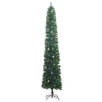 vidaXL Slim Christmas Tree 300 LEDs & Ball Set 106.3