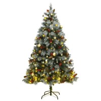 vidaXL Artificial Hinged Christmas Tree 300 LEDs & Ball Set 94.5