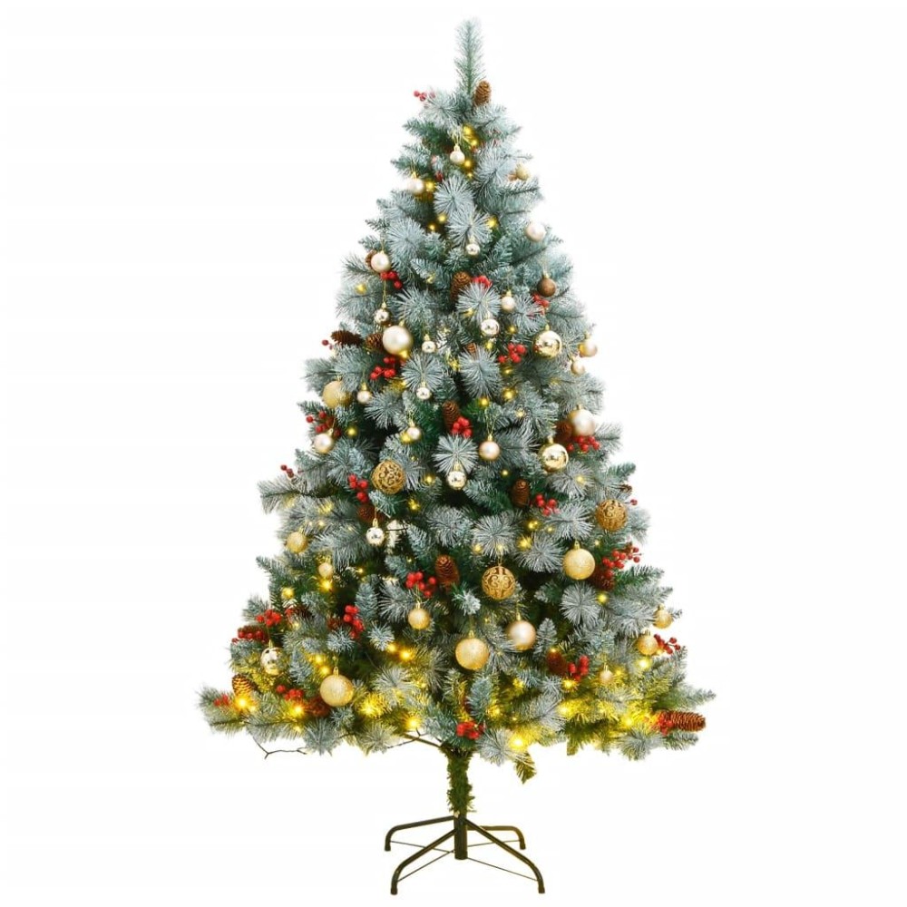 vidaXL Artificial Hinged Christmas Tree 300 LEDs & Ball Set 82.7