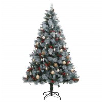 vidaXL Artificial Hinged Christmas Tree 300 LEDs & Ball Set 82.7