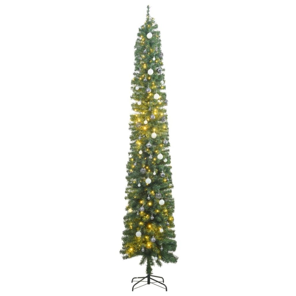 vidaXL Slim Christmas Tree 300 LEDs & Ball Set 106.3