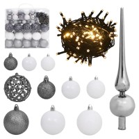 vidaXL Slim Christmas Tree 300 LEDs & Ball Set 106.3