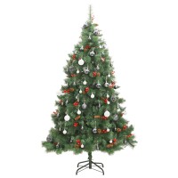 vidaXL Artificial Hinged Christmas Tree 300 LEDs & Ball Set 70.9