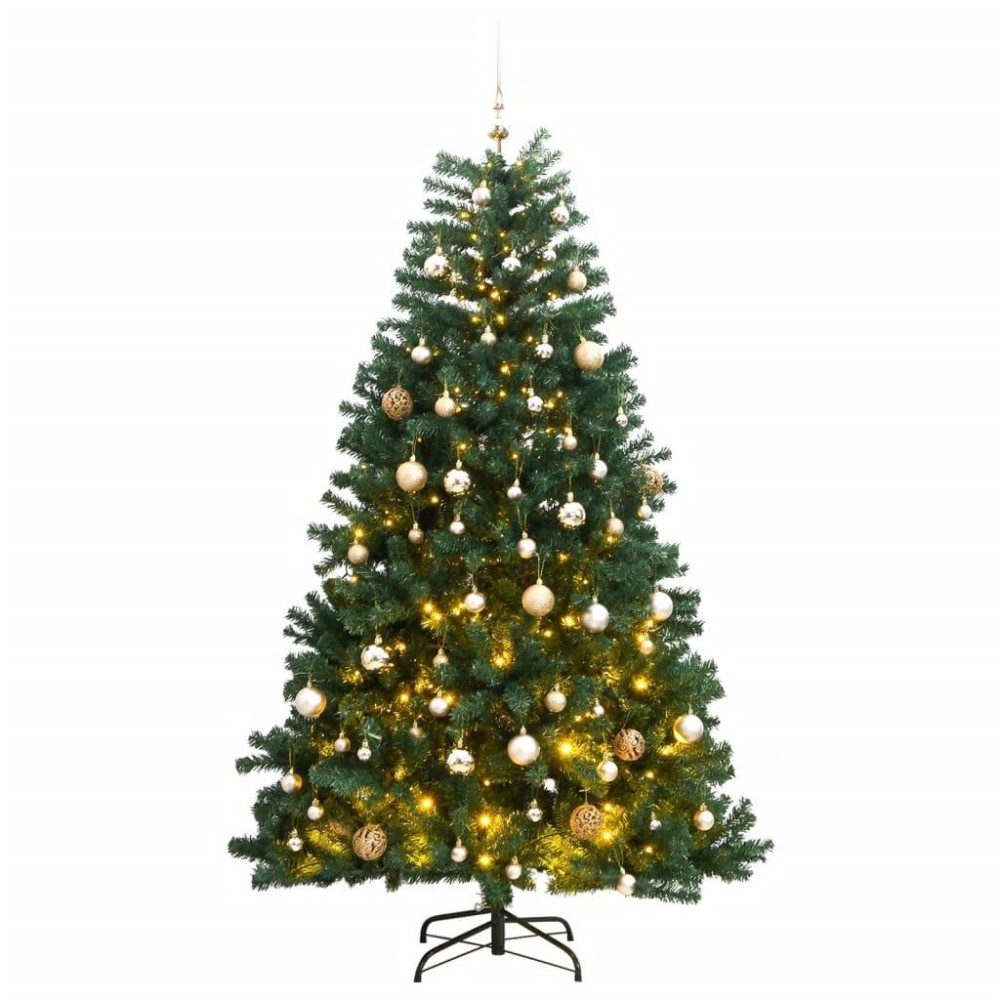 vidaXL Artificial Hinged Christmas Tree 150 LEDs & Ball Set 47.2