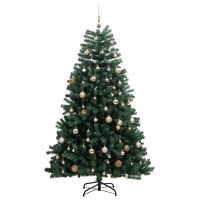 vidaXL Artificial Hinged Christmas Tree 150 LEDs & Ball Set 47.2