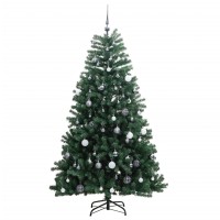 vidaXL Artificial Hinged Christmas Tree 150 LEDs & Ball Set 59.1