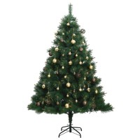 vidaXL Artificial Hinged Christmas Tree 300 LEDs & Ball Set 70.9