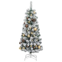 vidaXL Artificial Hinged Christmas Tree 150 LEDs & Ball Set 47.2